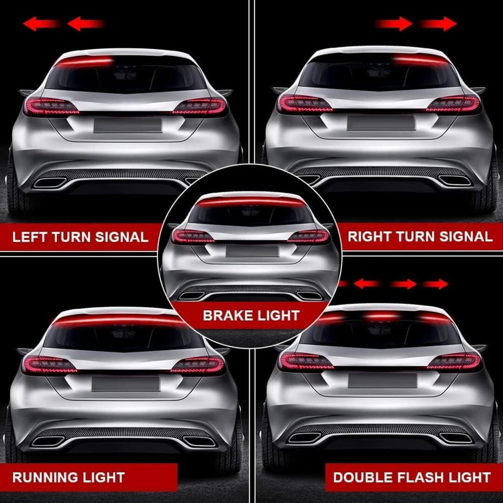 1 Pc Universal 3rd Brake Anti Fog Flexible Rear Window Strip Brake Light With 5 Functions
