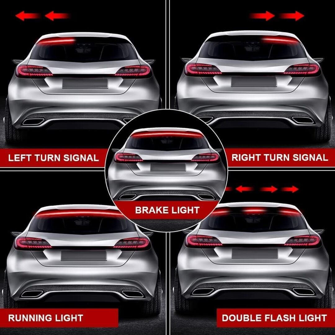 1 Pc Universal 3rd Brake Anti Fog Flexible Rear Window Strip Brake Light With 5 Functions