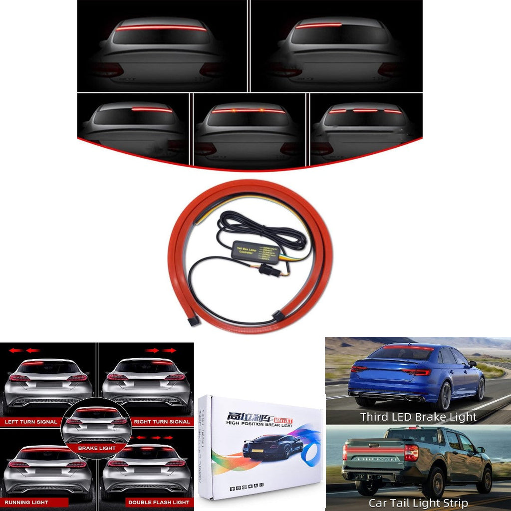 1 Pc Universal 3rd Brake Anti Fog Flexible Rear Window Strip Brake Light With 5 Functions